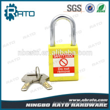 Vivid Steel Shackle Yellow Plastic Safety Padlock with Key